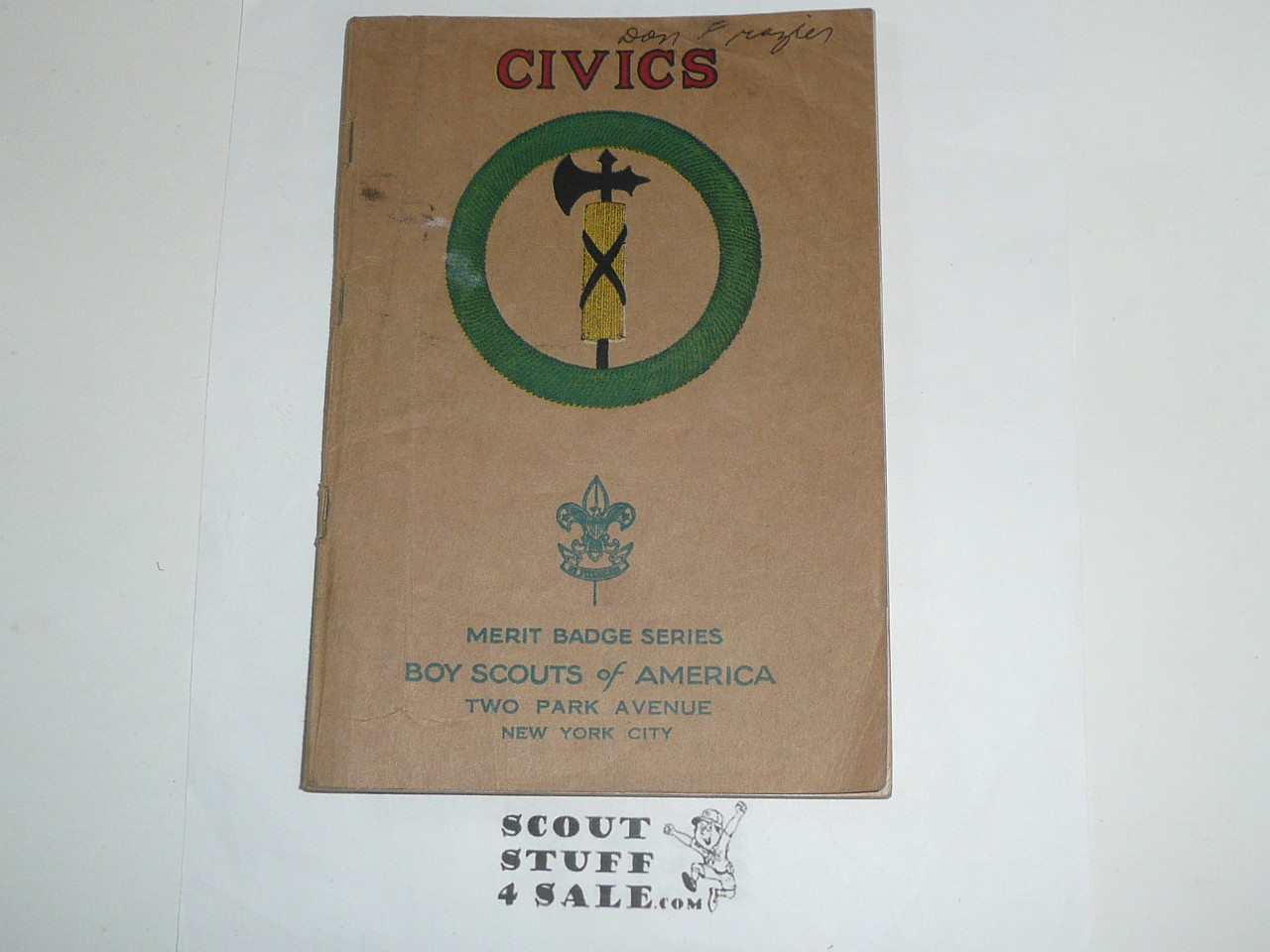 Civics Merit Badge Pamphlet, Type 3, Tan Cover, 1929 Printing