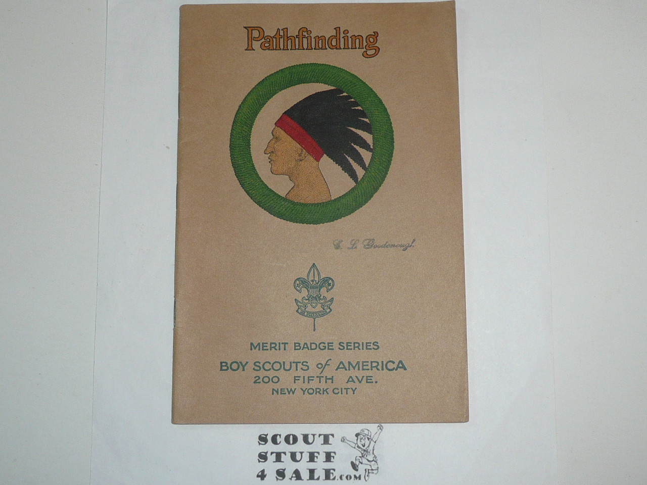 Pathfinding Merit Badge Pamphlet, Type 3, Tan Cover, 1925 Printing, Mint Condition