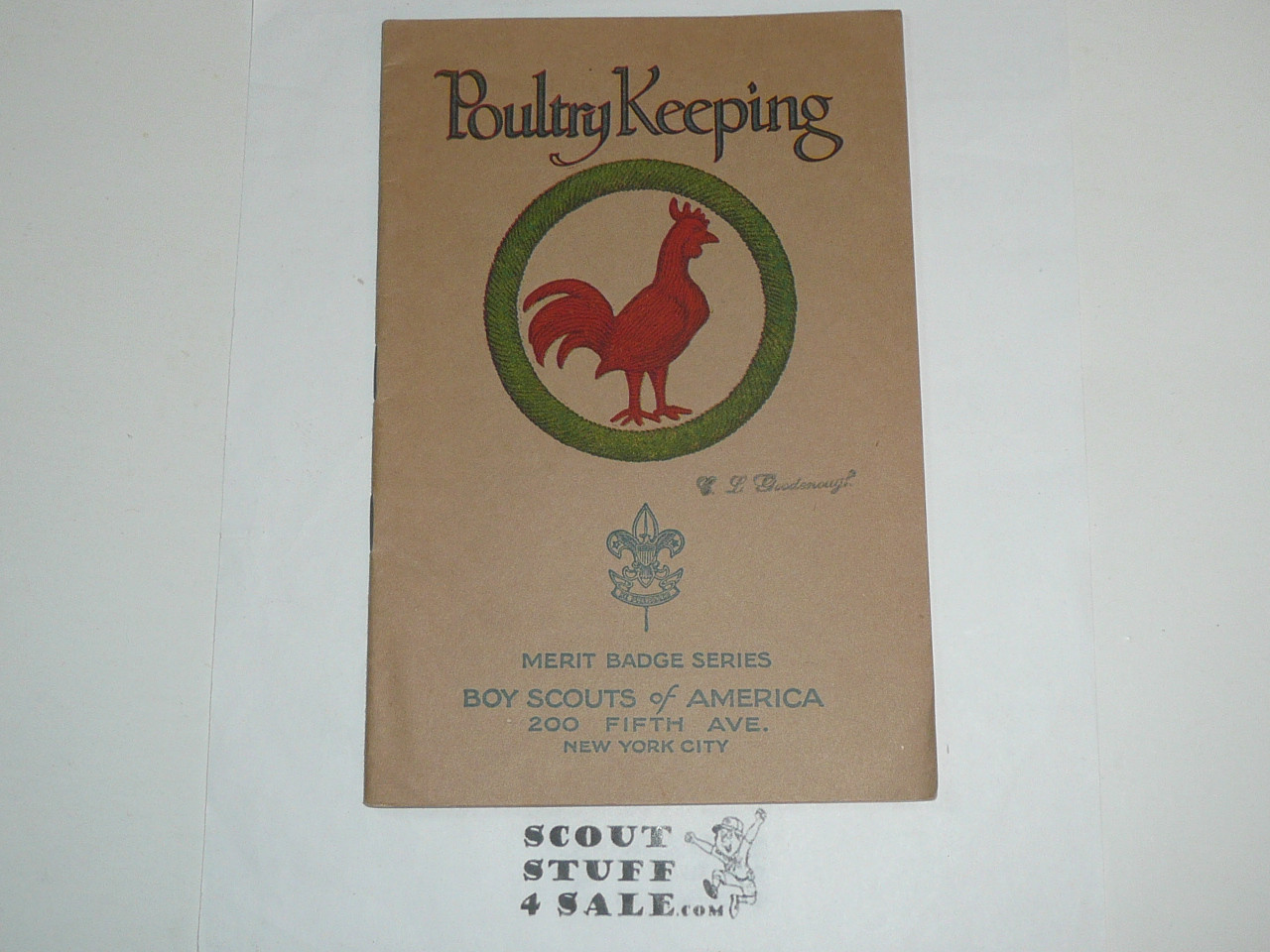 Poultry Keeping Merit Badge Pamphlet, Type 3, Tan Cover, 1925 Printing, Mint Condition