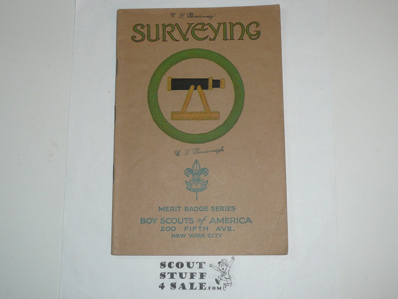Surveying Merit Badge Pamphlet, Type 3, Tan Cover, 1925 Printing, Mint condition