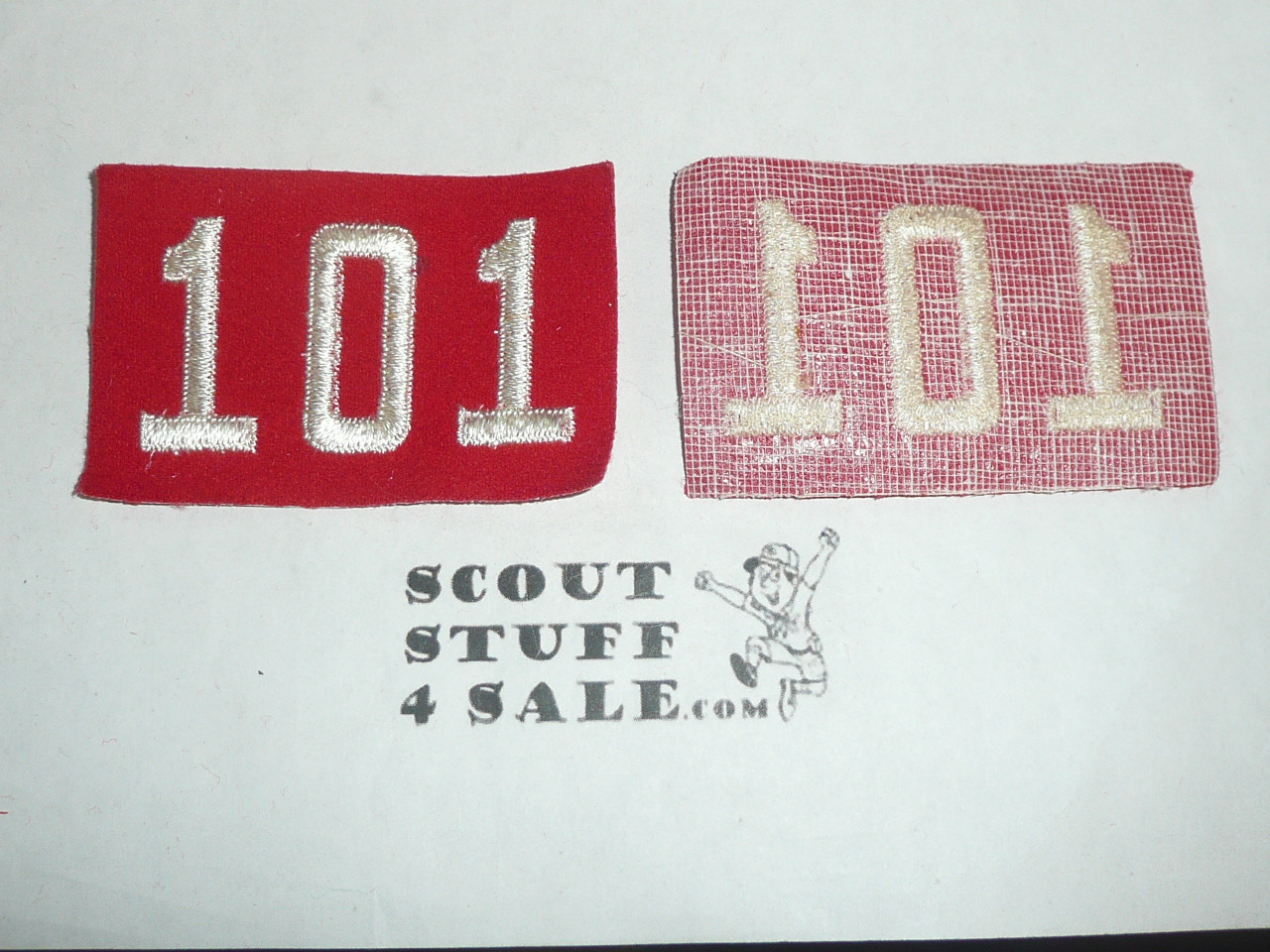 1940's Red Troop Numeral "101", felt, gauze back, Unused