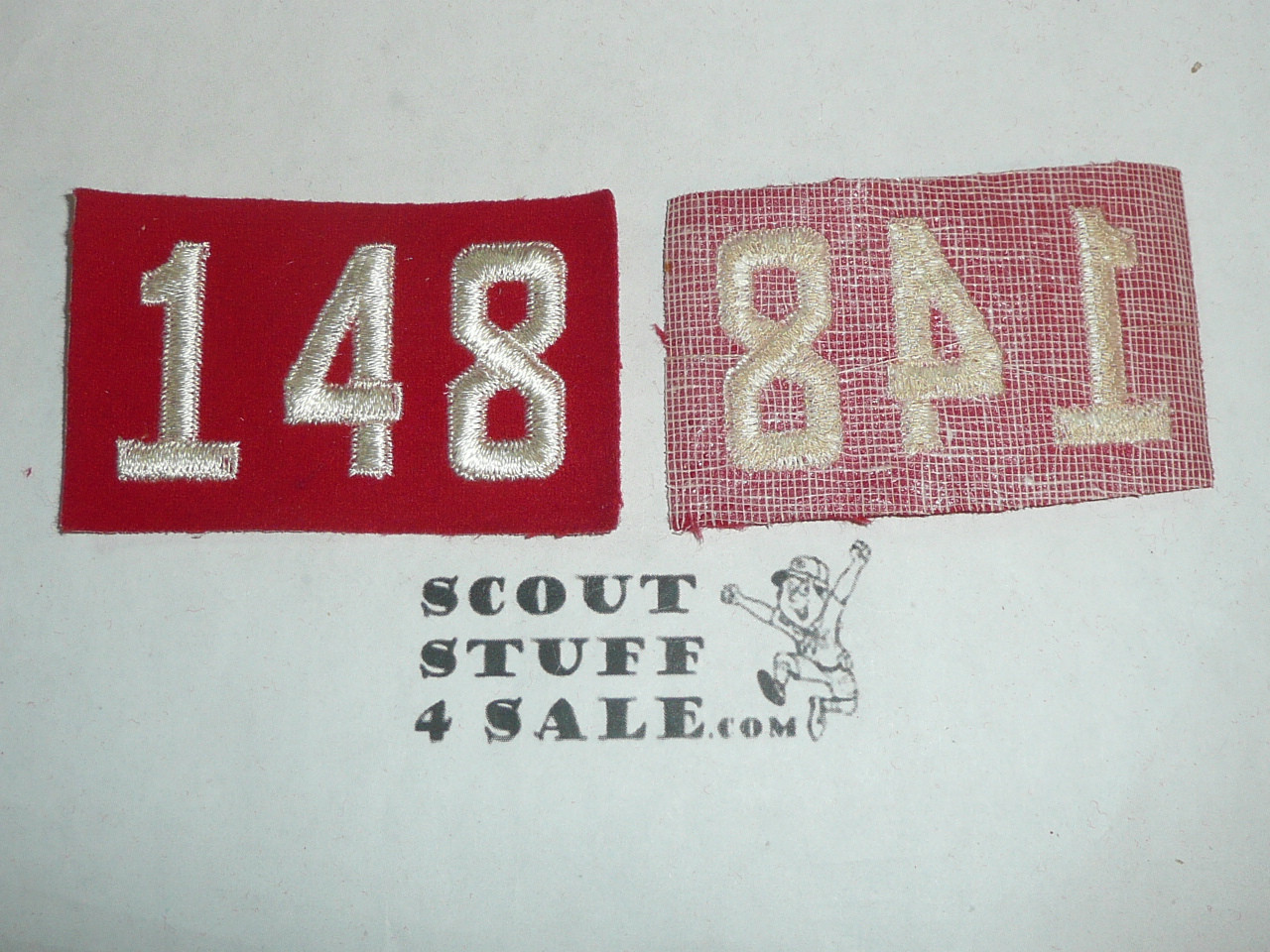 1940's Red Troop Numeral "148", felt, gauze back, Unused