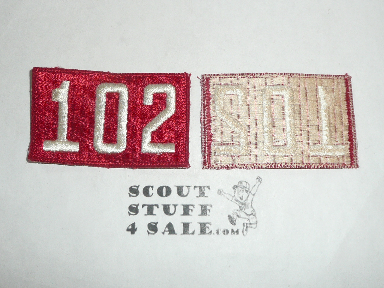 1970's Red Troop Numeral "102", fully embroidered, Unused