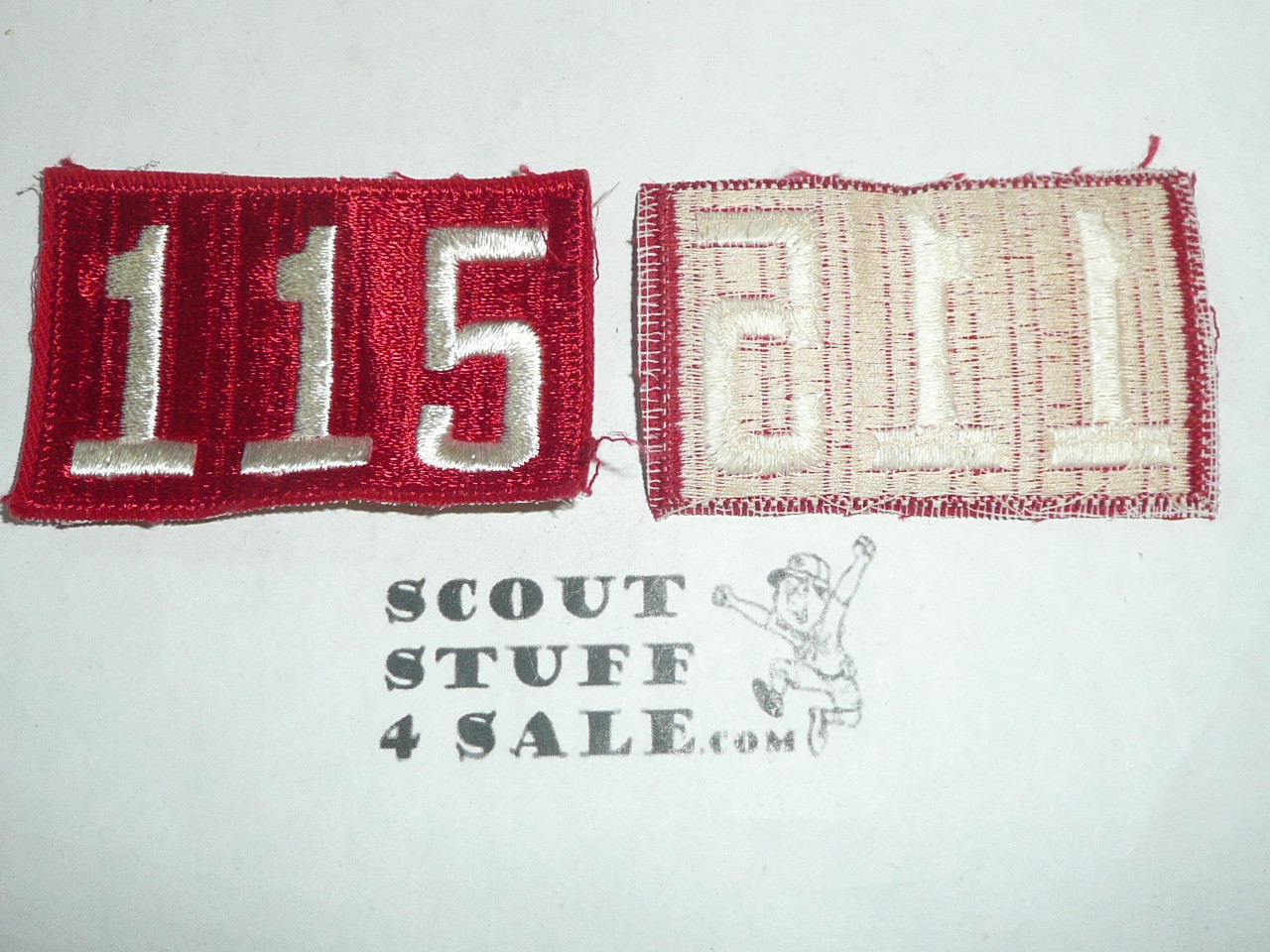 1970's Red Troop Numeral "115", fully embroidered, Unused