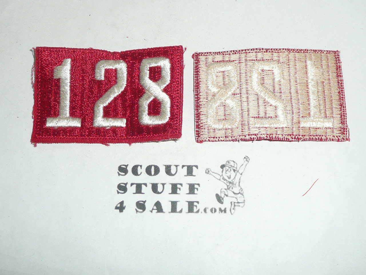 1970's Red Troop Numeral "128", fully embroidered, Unused