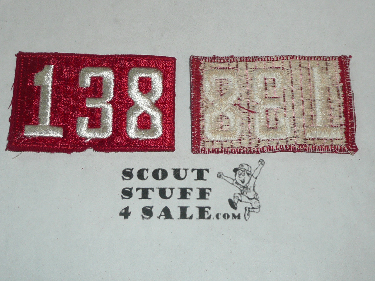 1970's Red Troop Numeral "138", fully embroidered, Unused