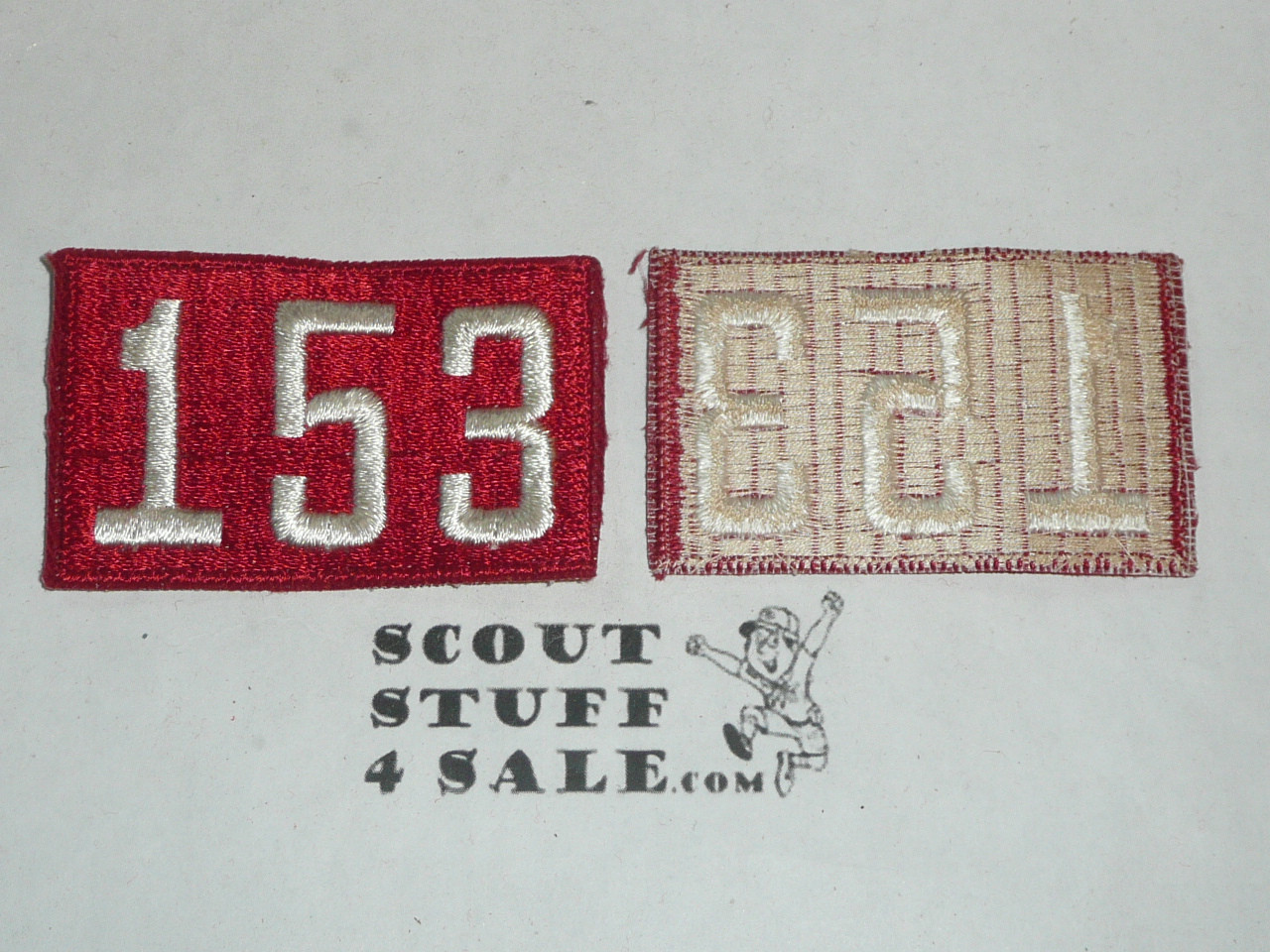 1970's Red Troop Numeral "153", fully embroidered, Unused