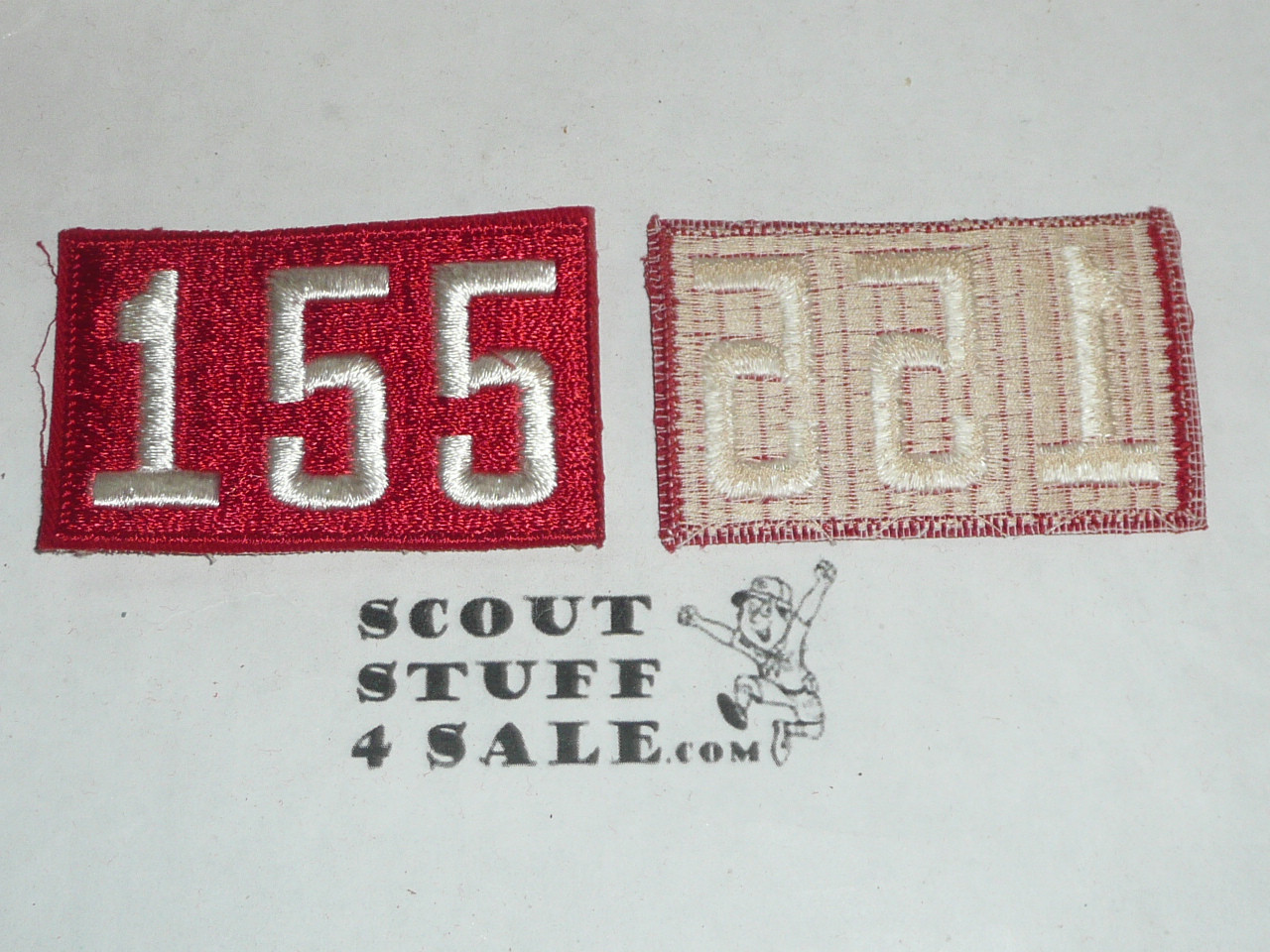 1970's Red Troop Numeral "155", fully embroidered, Unused