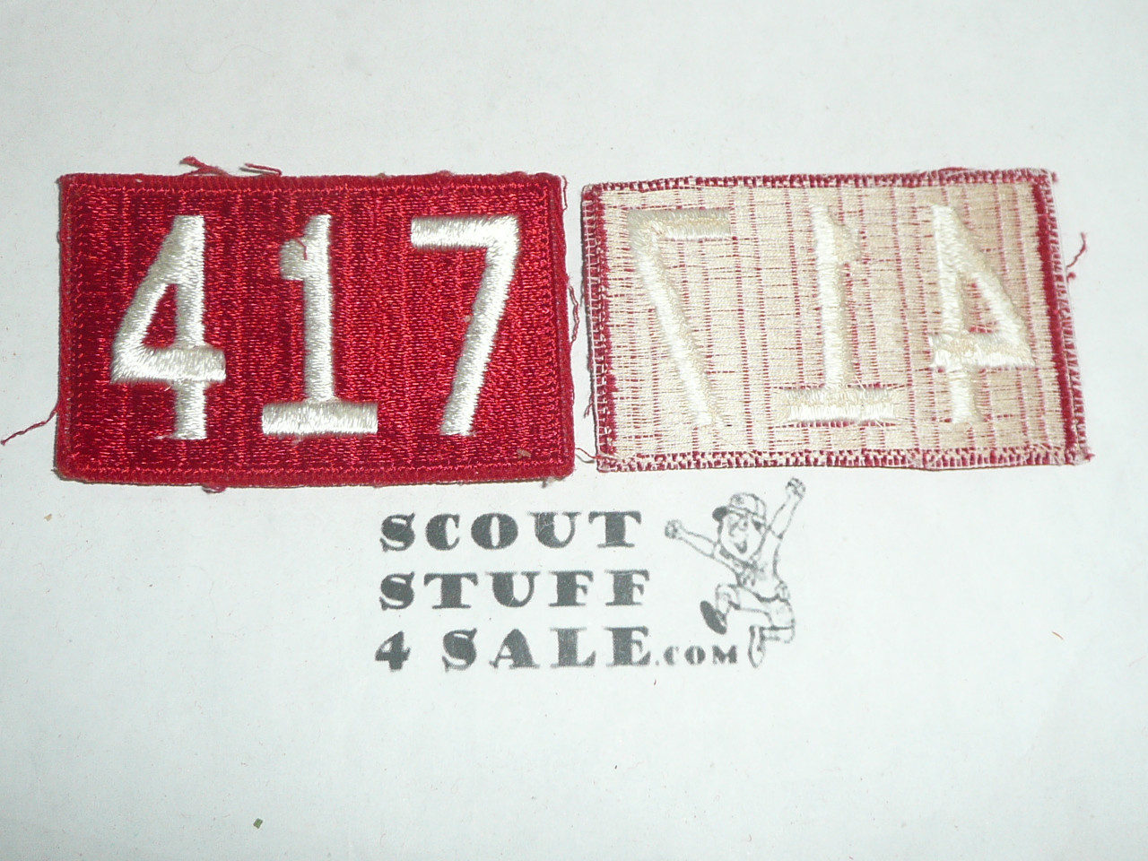 1970's Red Troop Numeral "417", fully embroidered, Unused