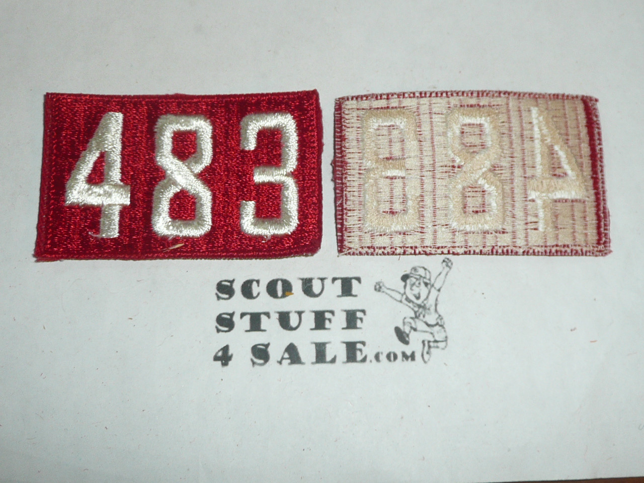 1970's Red Troop Numeral "483", fully embroidered, Unused