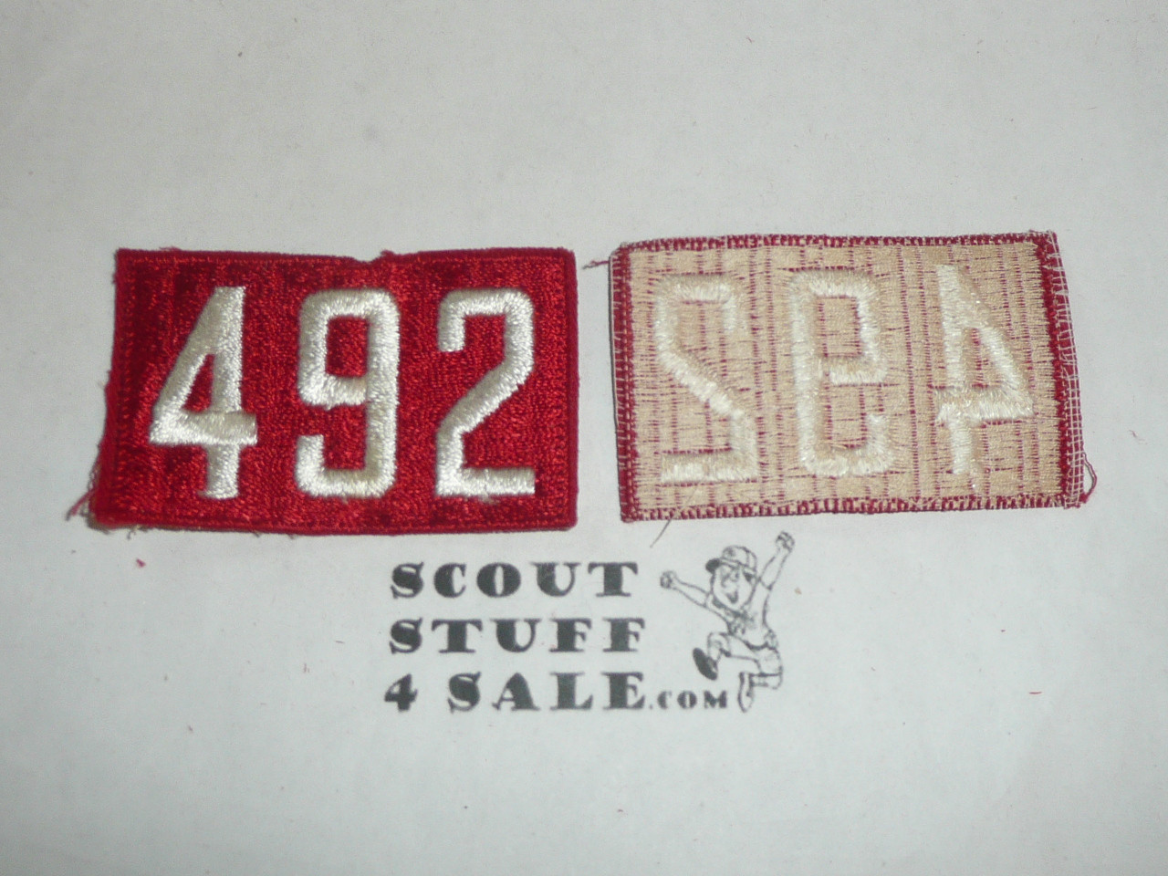 1970's Red Troop Numeral "492", fully embroidered, Unused