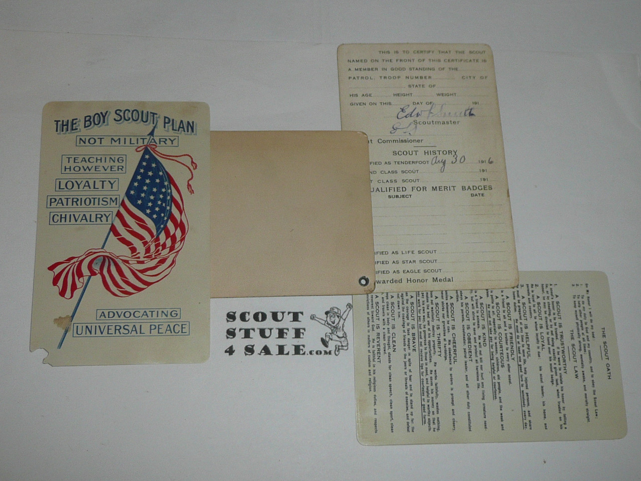 1917 Boy Scout Celluloid Membership Card, 6 signatures, 1917 series printed on card, expires February 1918, back cover separated, BSMC124