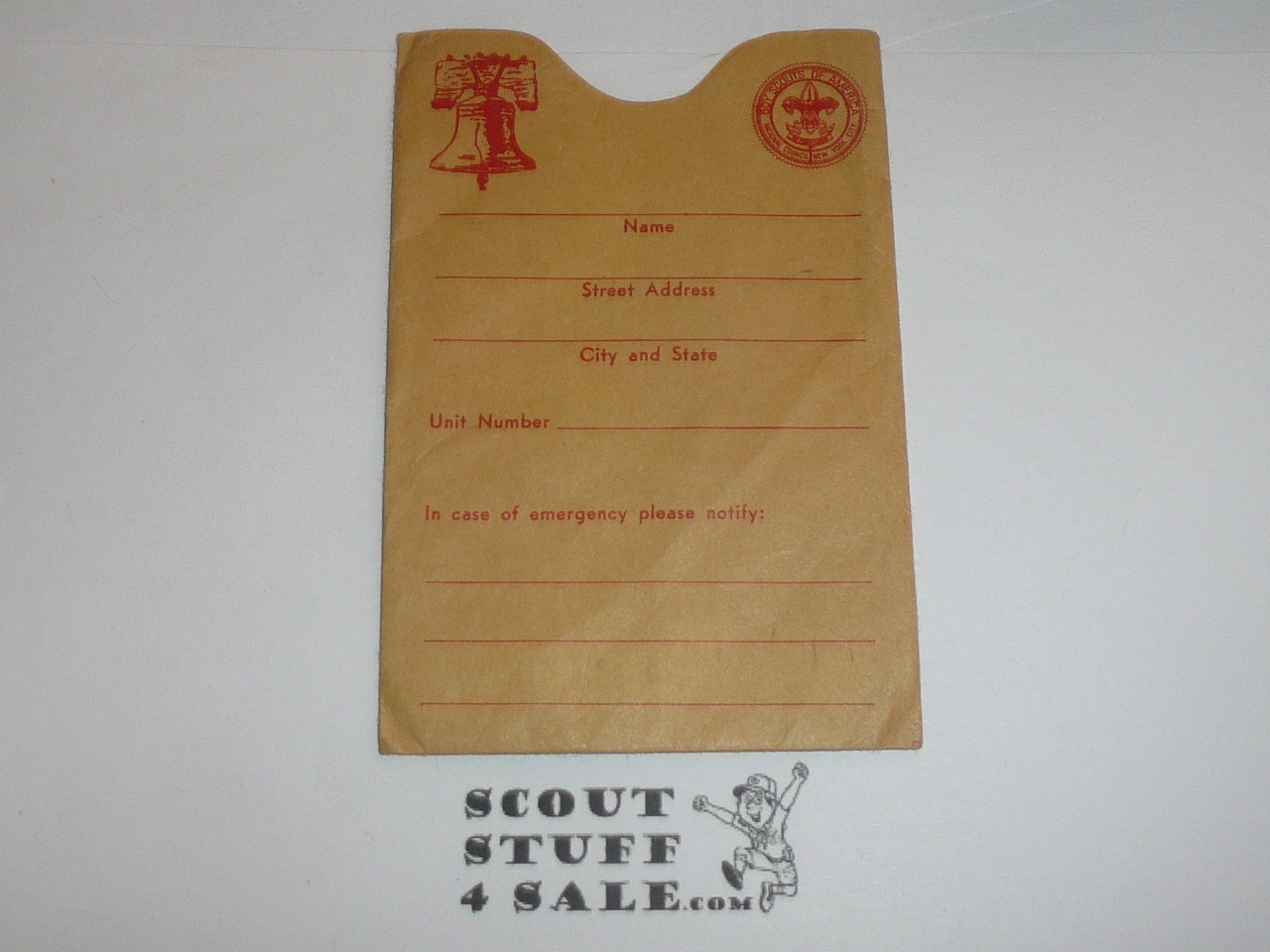 1943 Boy Scout Membership Card, 3-fold, with the Envelope, 5 signatures, expires November 1943, BSMC173