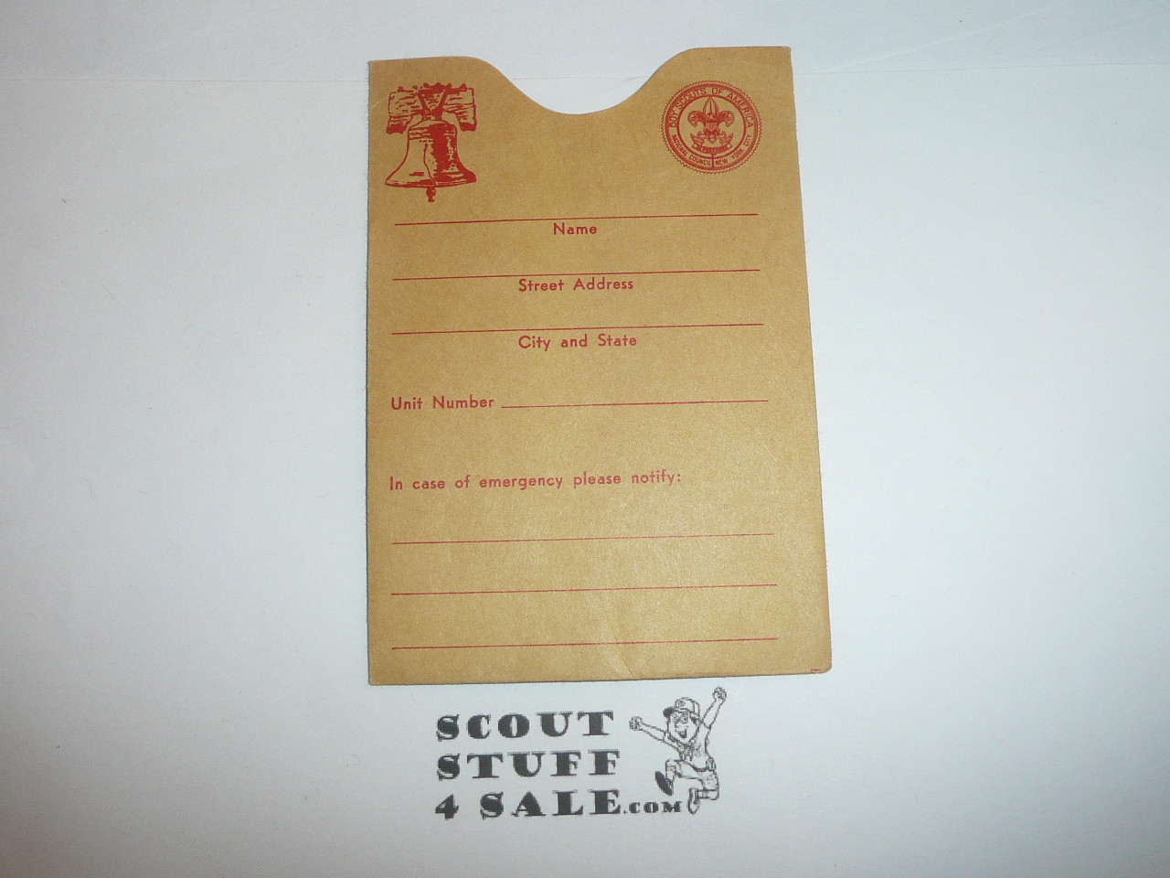 1945 Boy Scout Membership Card, 3-fold, with the Envelope, 5 signatures, expires January 1945, BSMC176