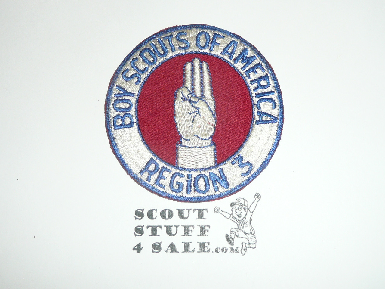 Region 3 r1 c/e Twill Patch, Original, glue spot bleeds through - Boy Scout