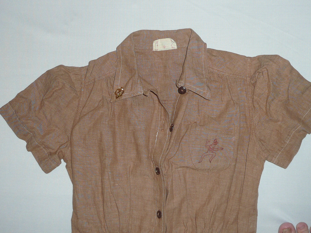 1970's Brownie Girl Scout Uniform Dress, Chest 17.5" Waist 28" Length 34", GSH41