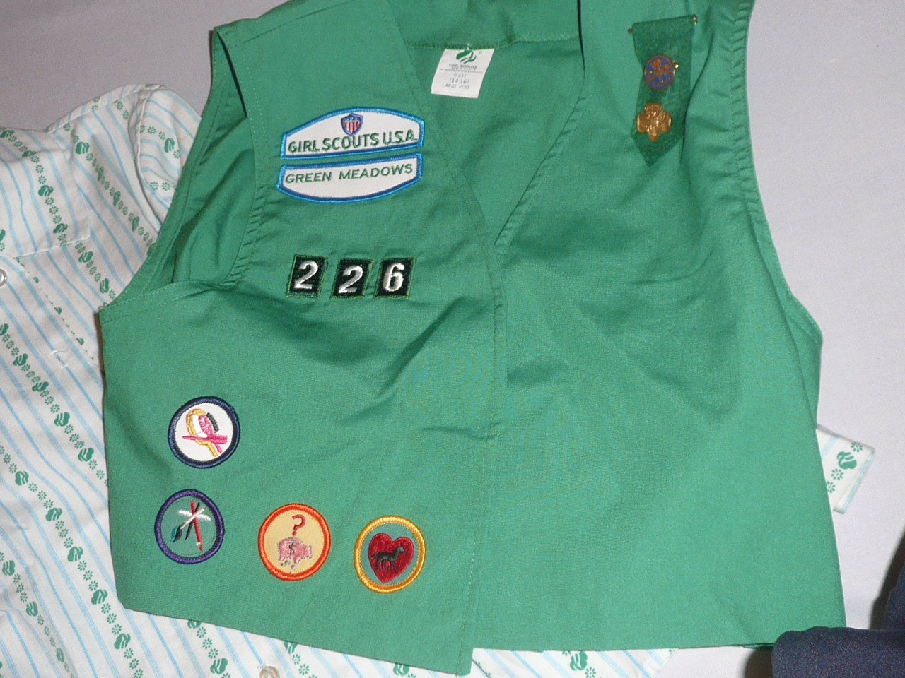 1970's Girl Scout Uniform Vest and Shirt, Vest 14/16, Shirt size 10, GSH42