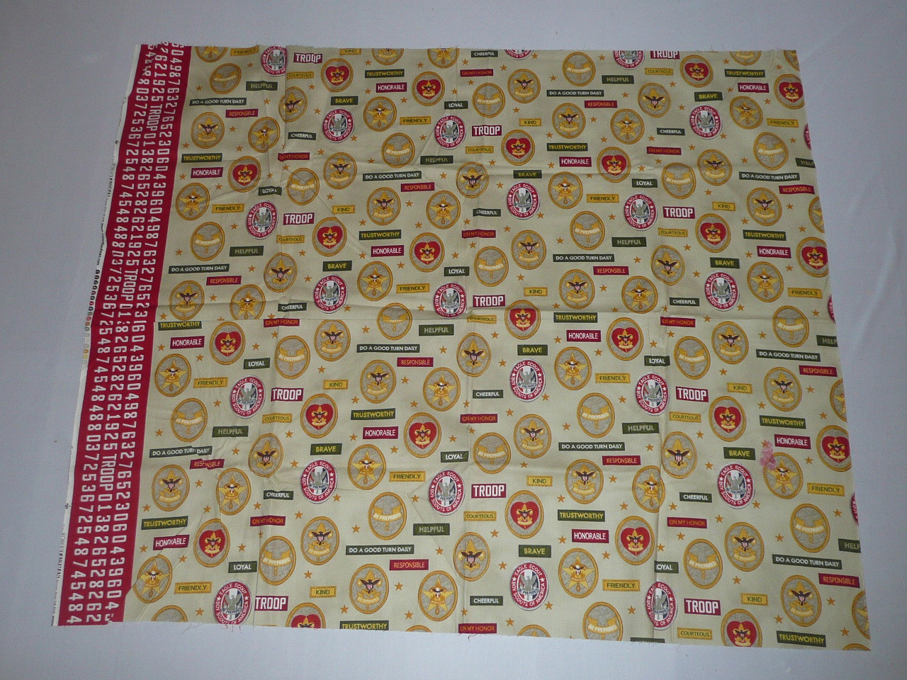 Boy Scout Quilting/table cloth by Robert Kaufman, 37" x 43.5", Rank Badges, DISCONTINUED