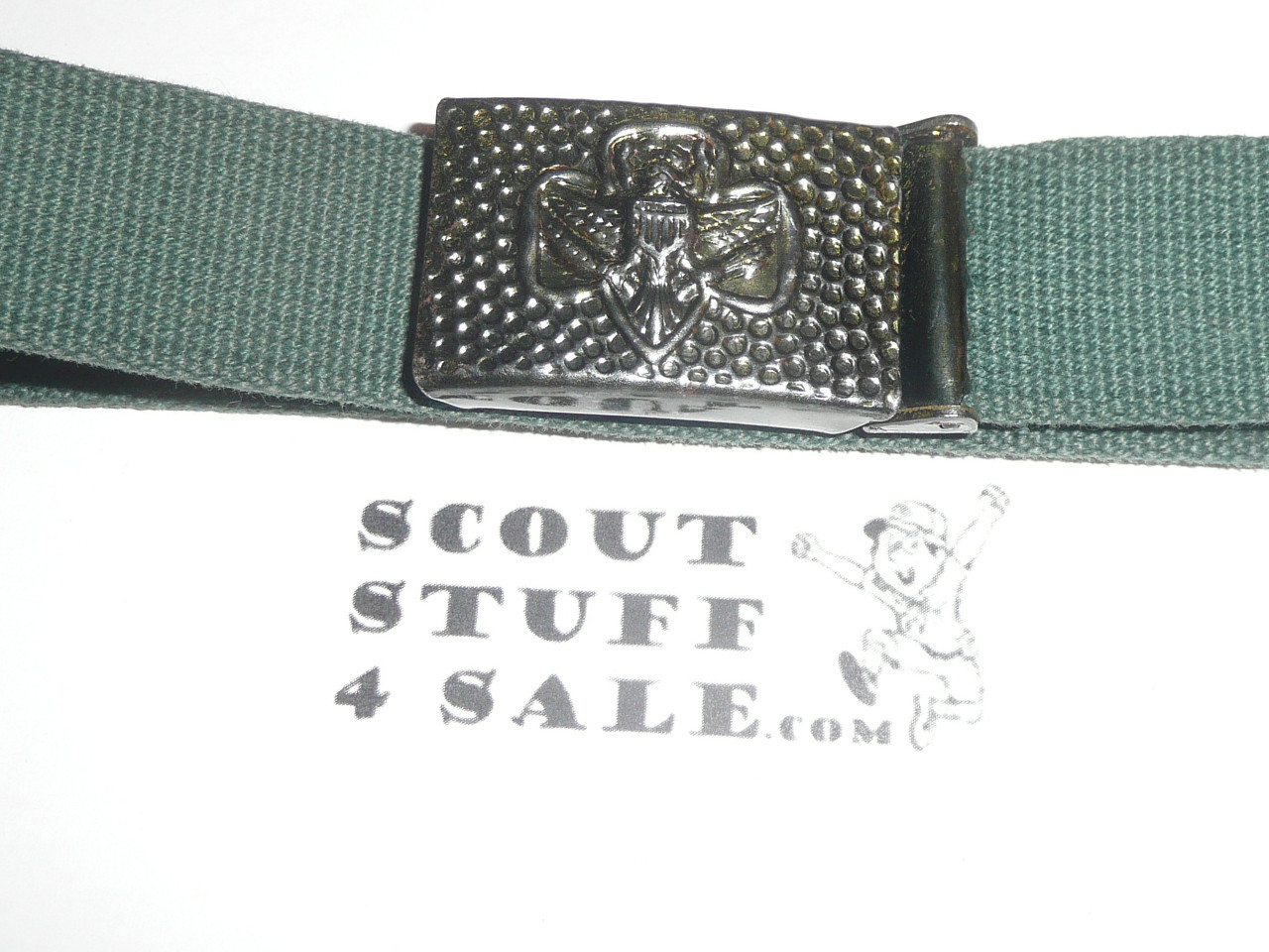 1940's Girl Scout Elastic belt and embossed metal buckle
