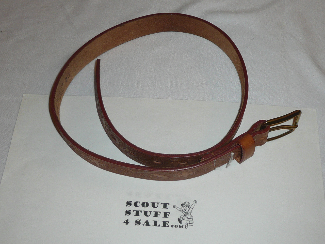 Girl Scout Decorated Leather Belt, 30" Waist, unused
