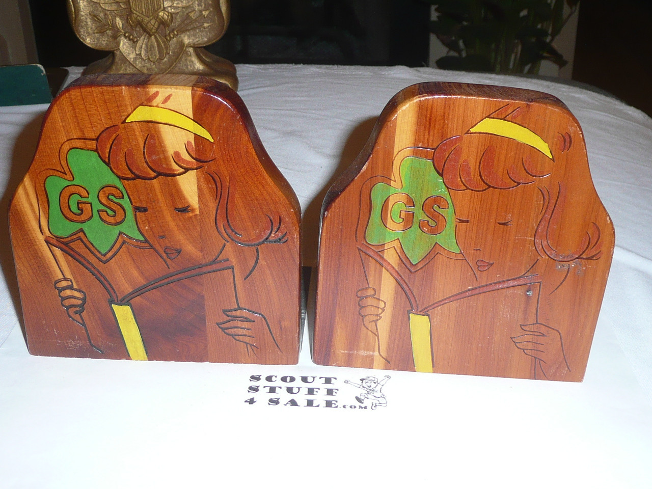 girl scout wood book ends