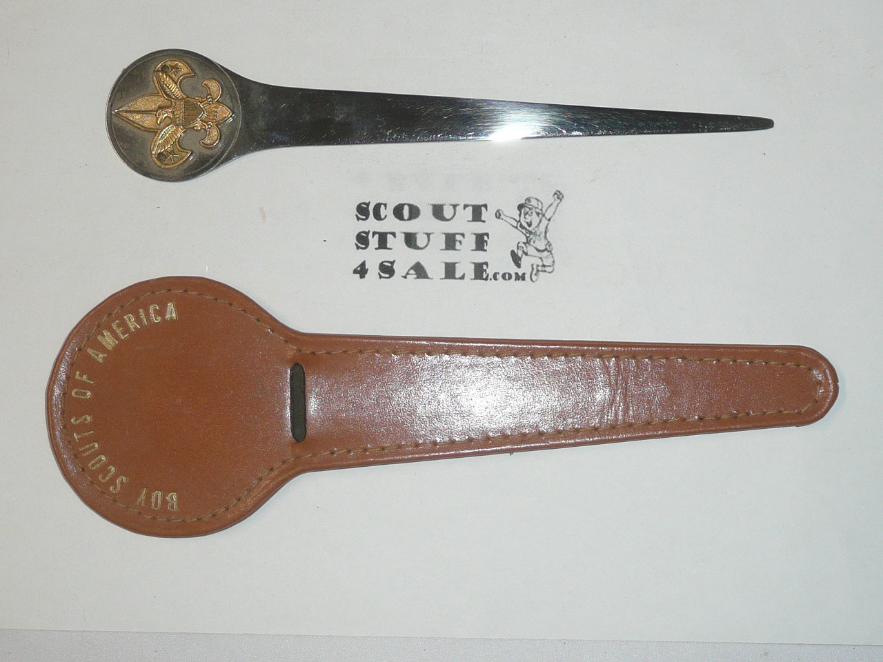 Boy Scout Letter Opener with Leather Holder