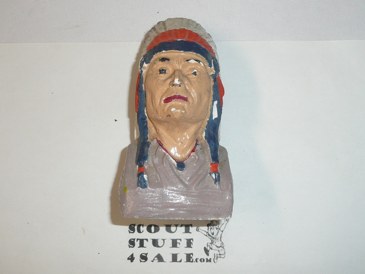 Plaster cast Indian Chief Paperweight, minor chipping