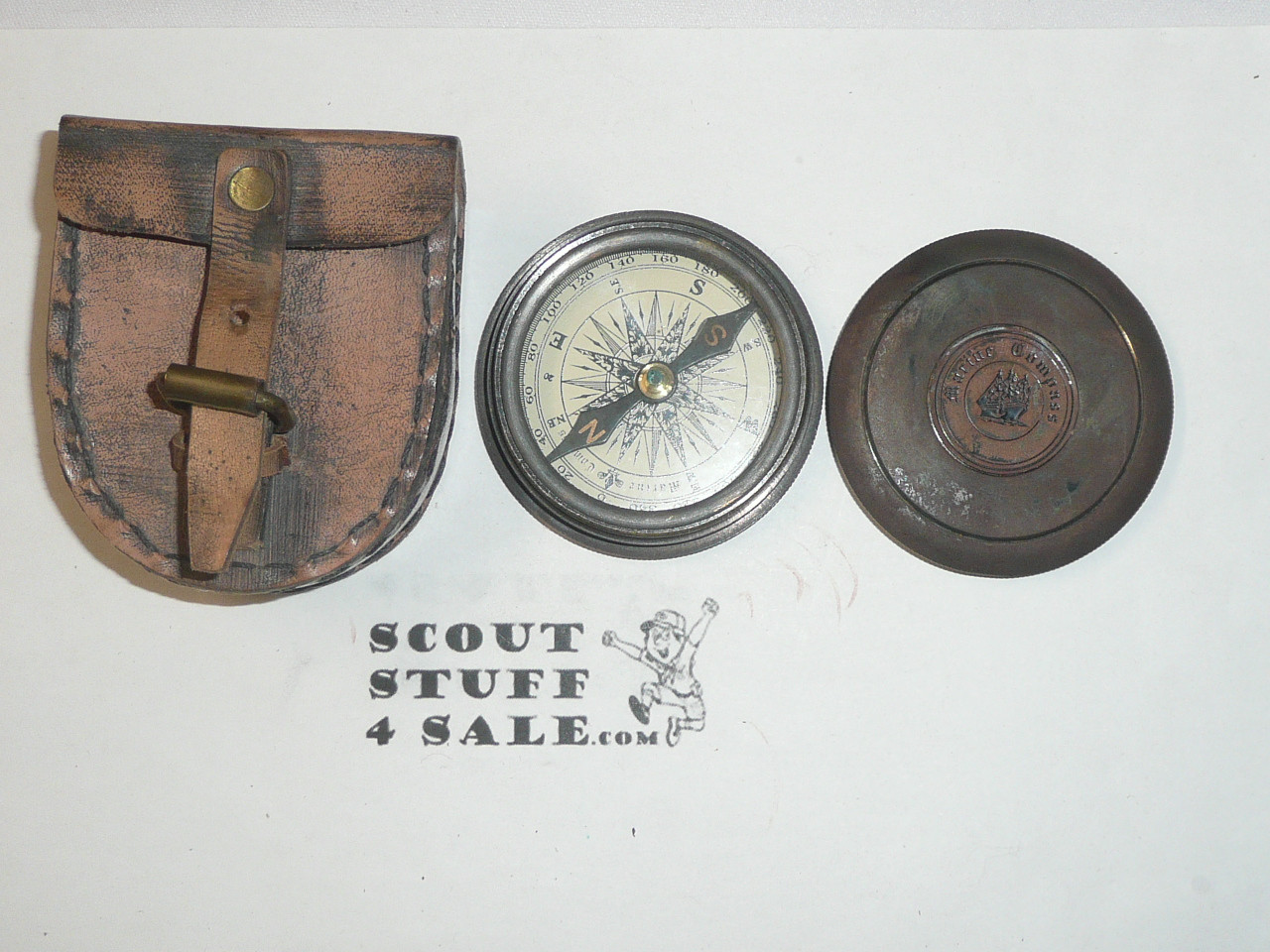 Vintage Brass Compass with Leather case