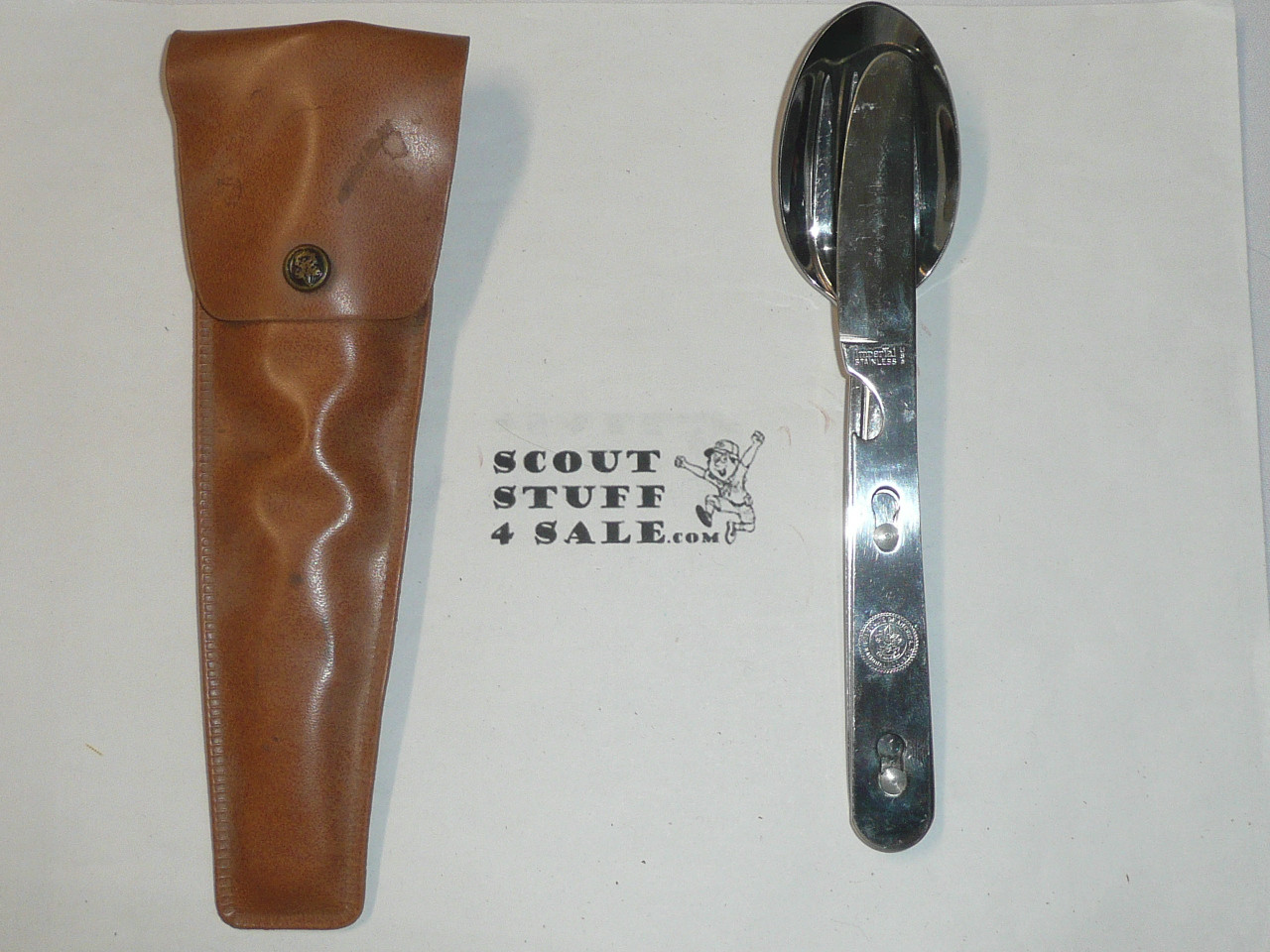 1960's Boy Scout Fork Knife and Spoon Set, With Case, Imperial