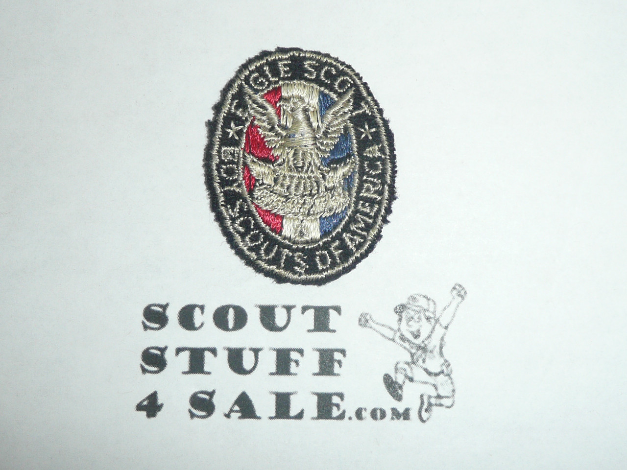 Eagle Scout Patch, Type 2, 1933-1955, Sea Scout Blue Felt with silk thread, cut to round but unused