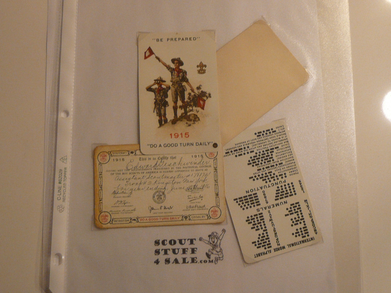 1916 Boy Scout SCOUTMASTER Celluloid Membership Card, 7 signatures, expires June 1916, 1916-2 variety, BSMC222