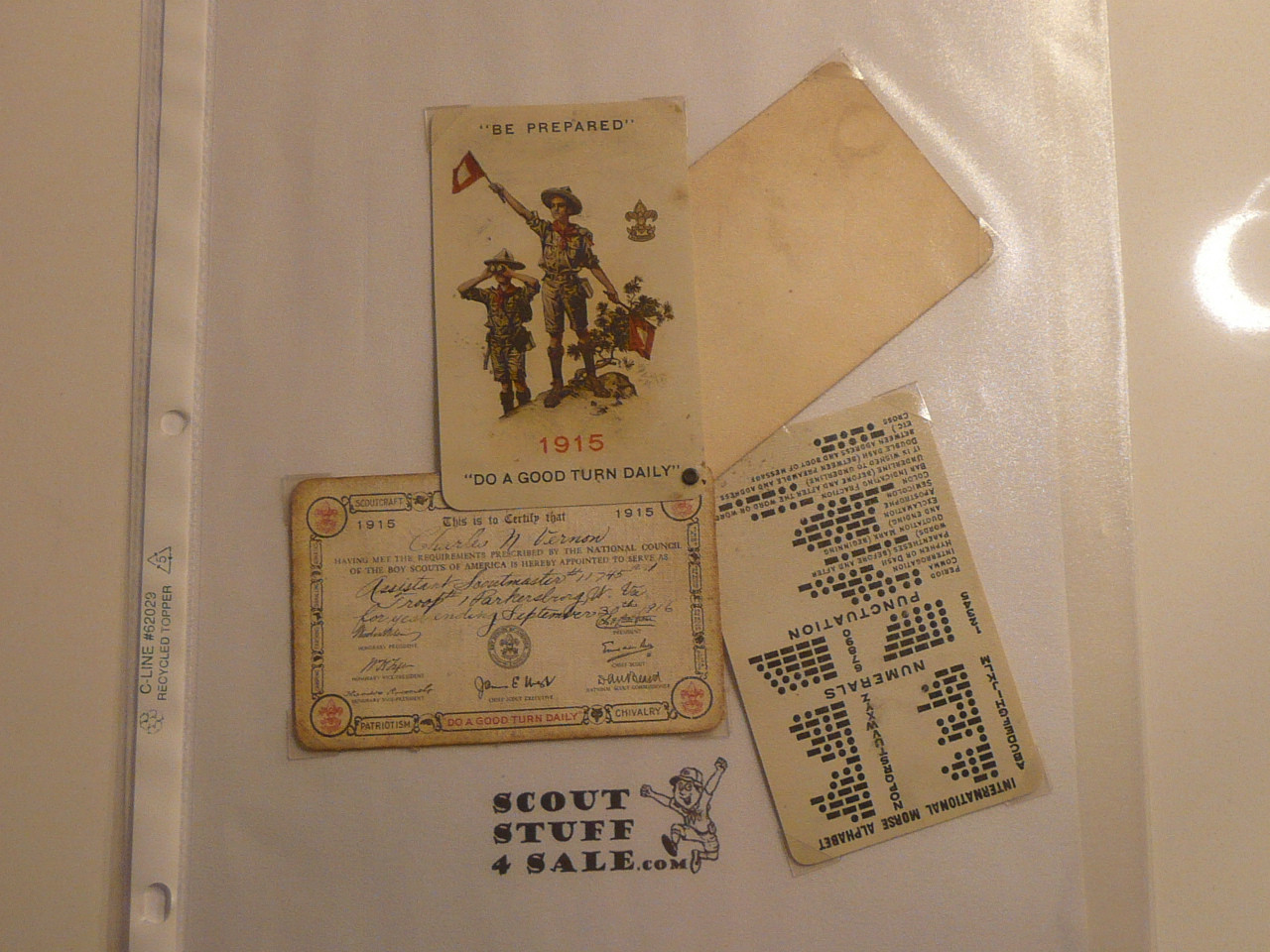 1916 Boy Scout SCOUTMASTER Celluloid Membership Card, 7 signatures, expires September 1916, 1916-2 variety, BSMC223