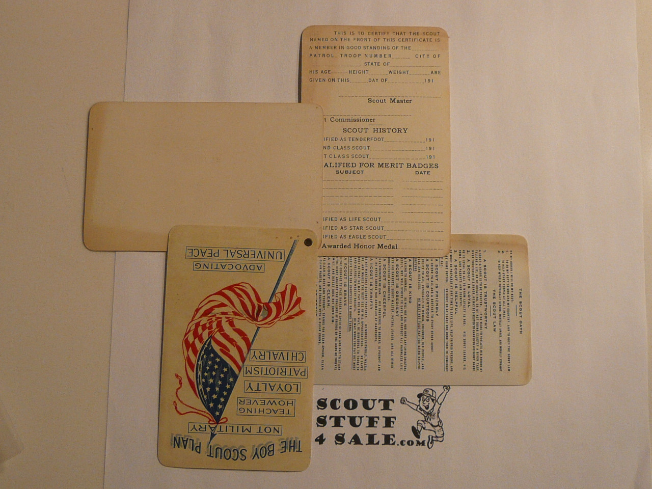 1917 Boy Scout Celluloid Membership Card, 6 signatures, 1917-1 variety, expires September 1916, BSMC242