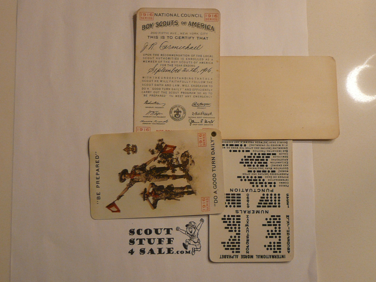 1917 Boy Scout Celluloid Membership Card, 6 signatures, 1917-1 variety, expires September 1916, BSMC242