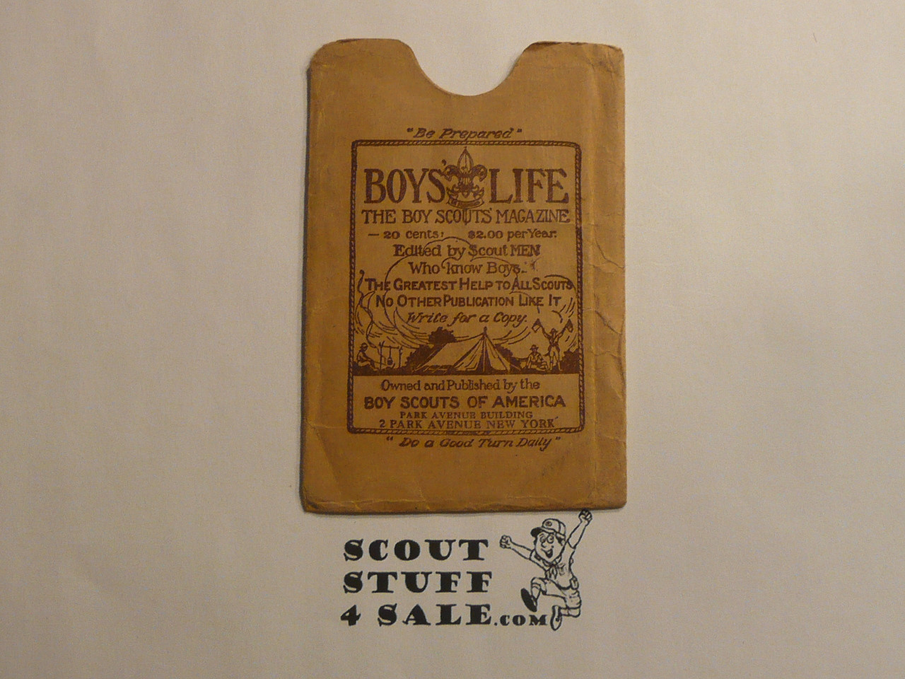 1932 Boy Scout Membership Card, with envelope, 3-fold, 7 signatures, expires March 1932, BSMC289