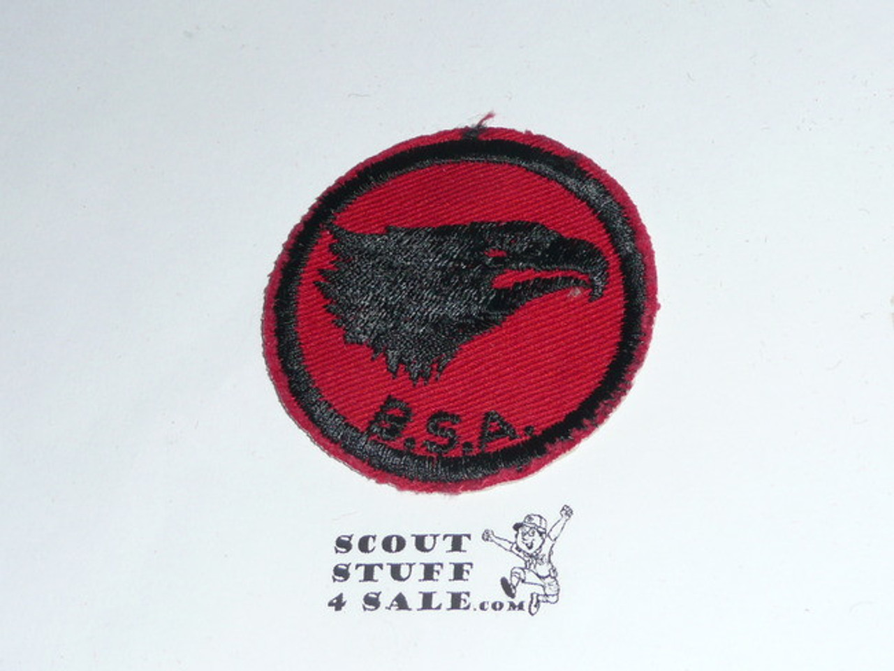 Eagle Patrol Medallion, Red Twill with plastic back, 1955-1971, used