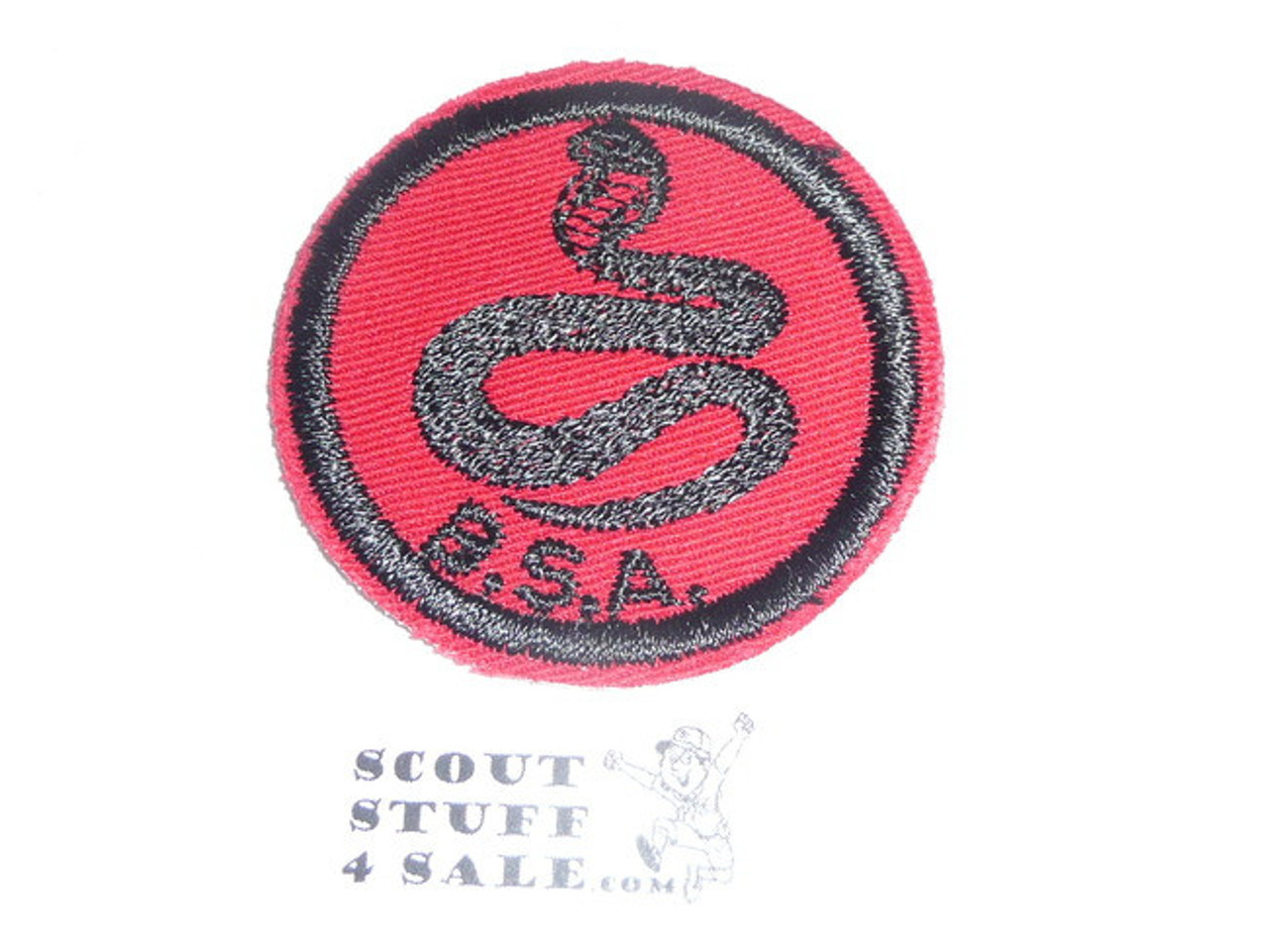 Cobra Patrol Medallion, Red Twill with gum back, 1955-1971, sewn