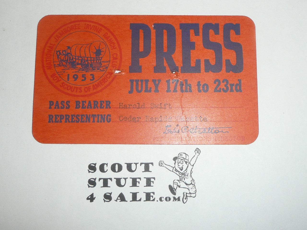 1953 National Jamboree Press Card