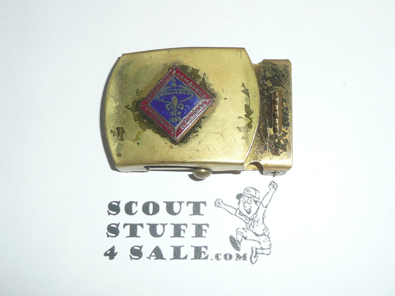 1959 Boy Scout World Jamboree Friction Belt Buckle, used