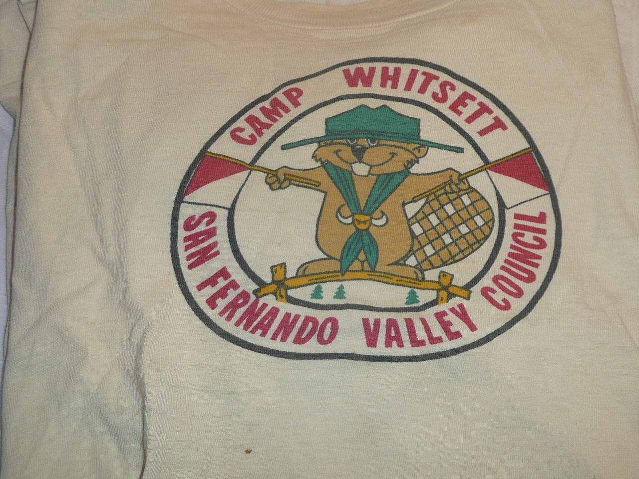 Camp Whitsett Tee Shirt, 1970, Men's X-Large, Used with stains