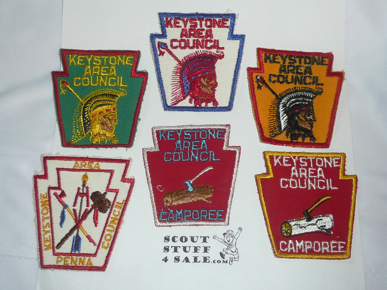 Four Keystone Area Council Patches (CP) and 2 Camporee Patches