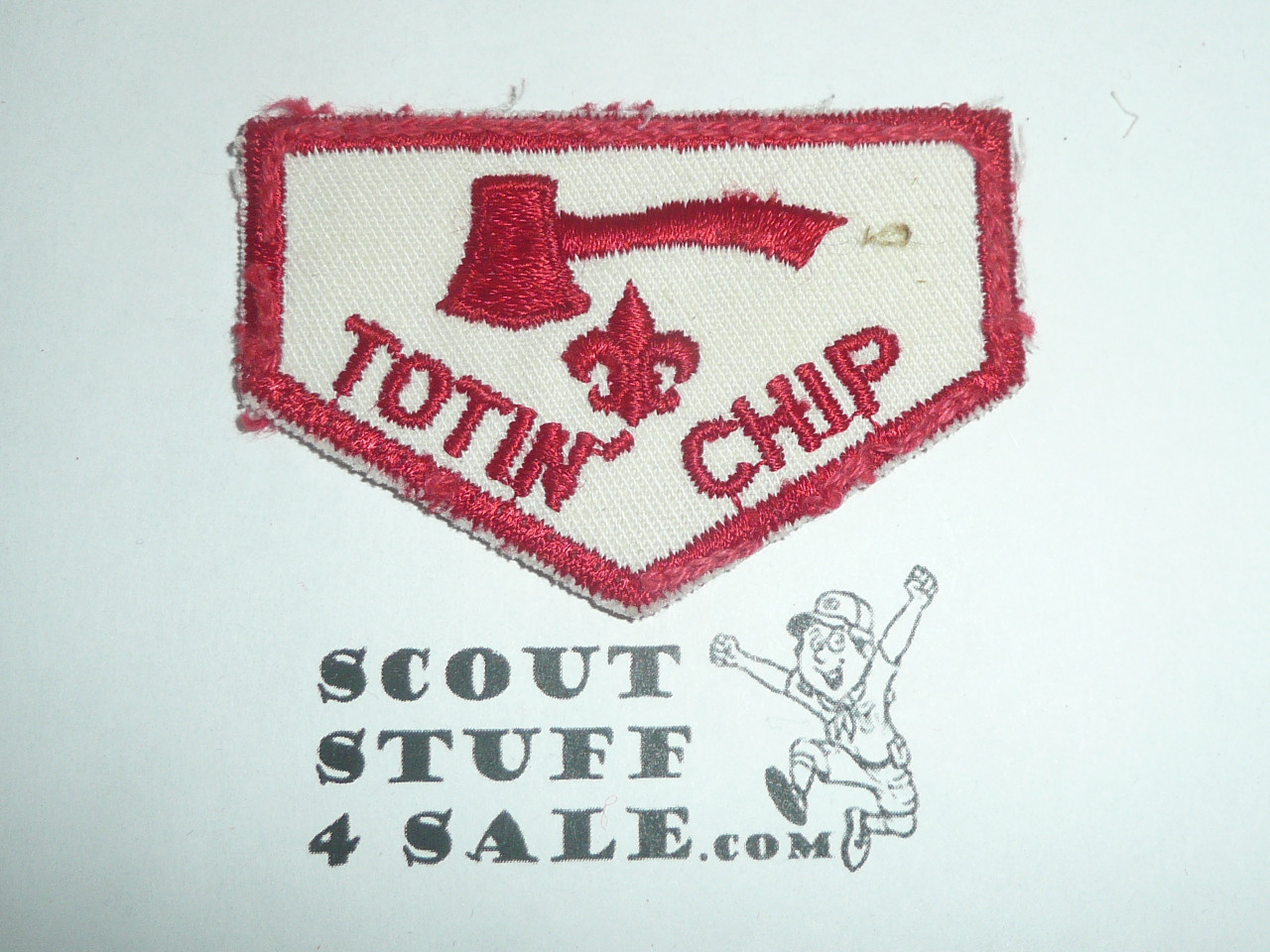 Totin' Chip Boy Scout knife/Axe Award Patch, wht c/e twill