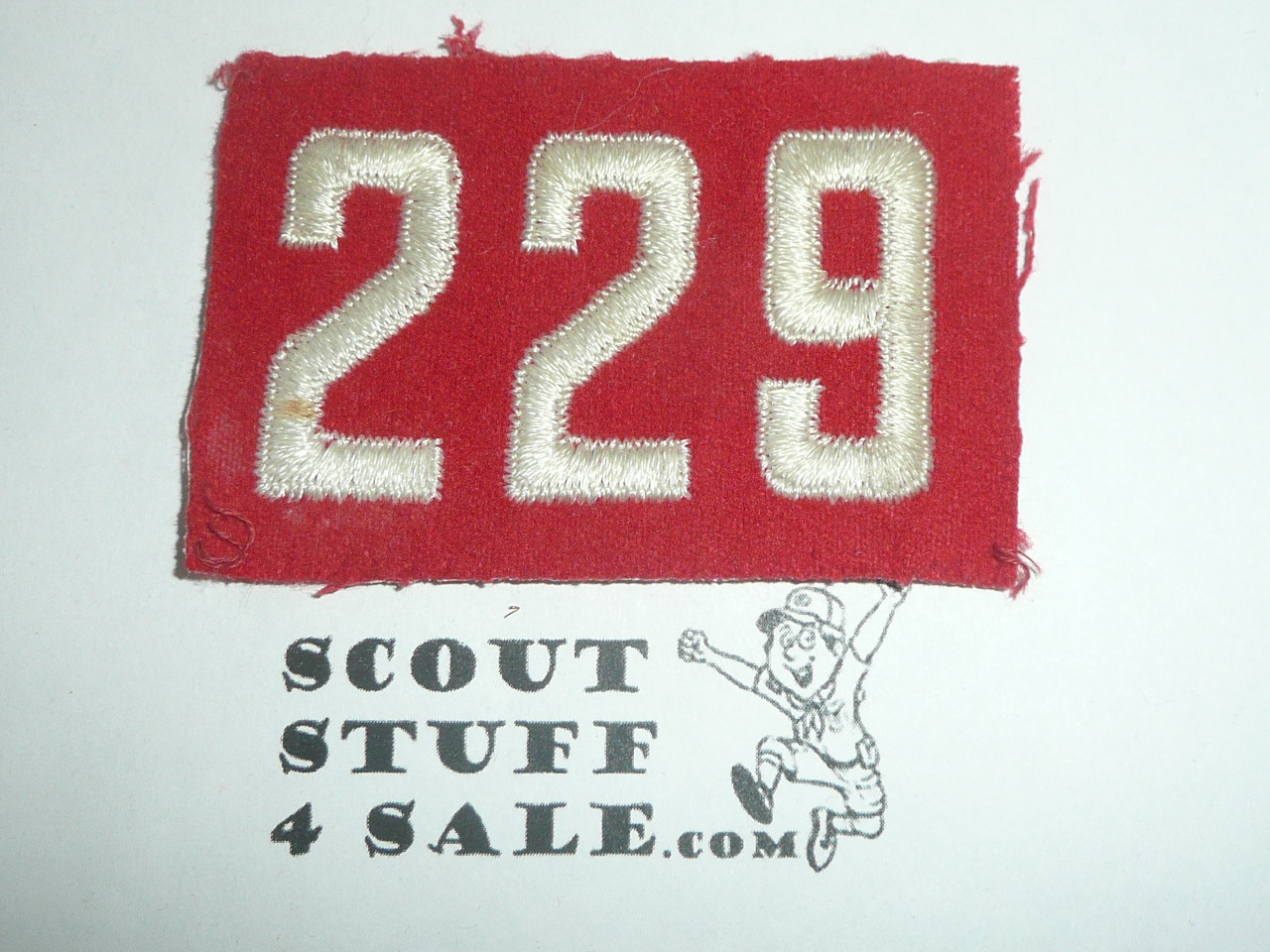 1940's Red Troop Numeral "229", felt, gauze back, Unused