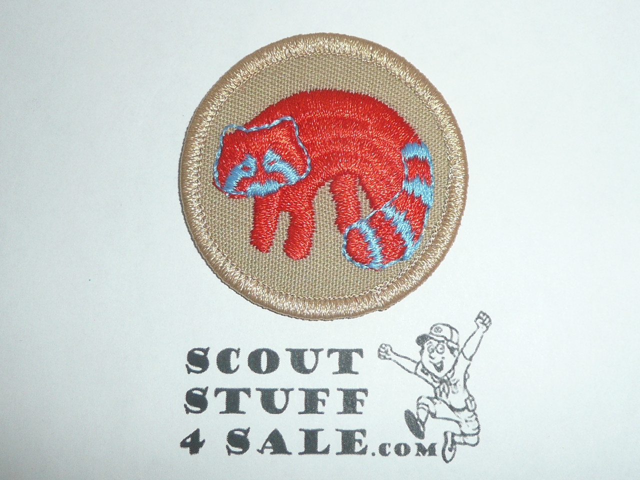 Raccoon Patrol Medallion, Tan Twill with plastic back, Current