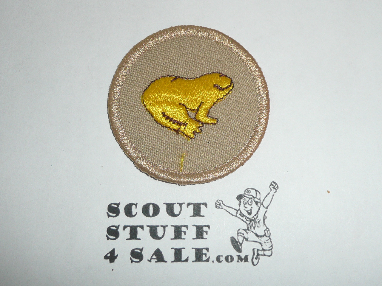 Frog Patrol Medallion, Tan Twill with plastic back, Current