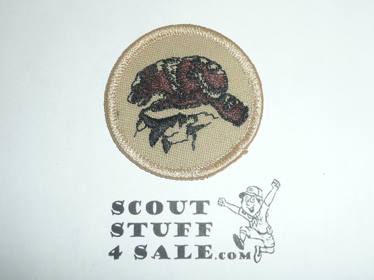 Wolverine Patrol Medallion, Tan Twill with plastic back, Current