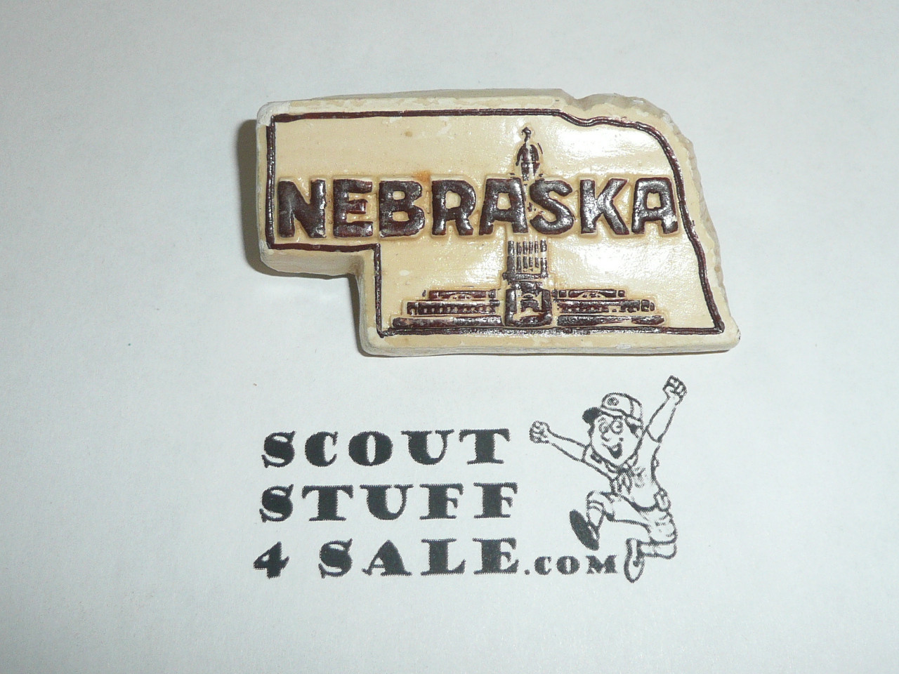 Nebraska Plaster Neckerchief Slide, Sold at Philmont