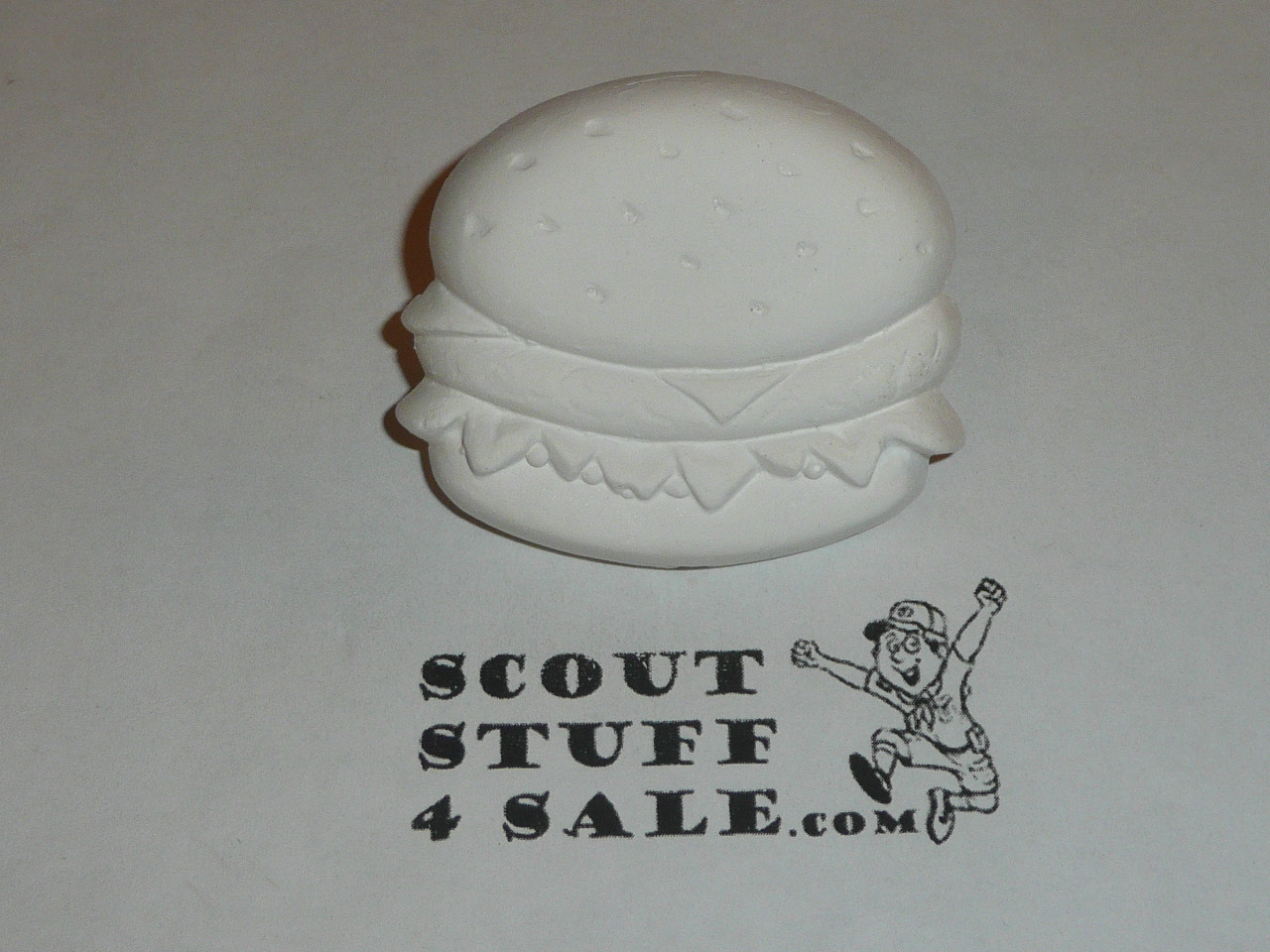 Hamburger Plaster Neckerchief Slide, unpainted, Great for Cub or Boy Scout Project