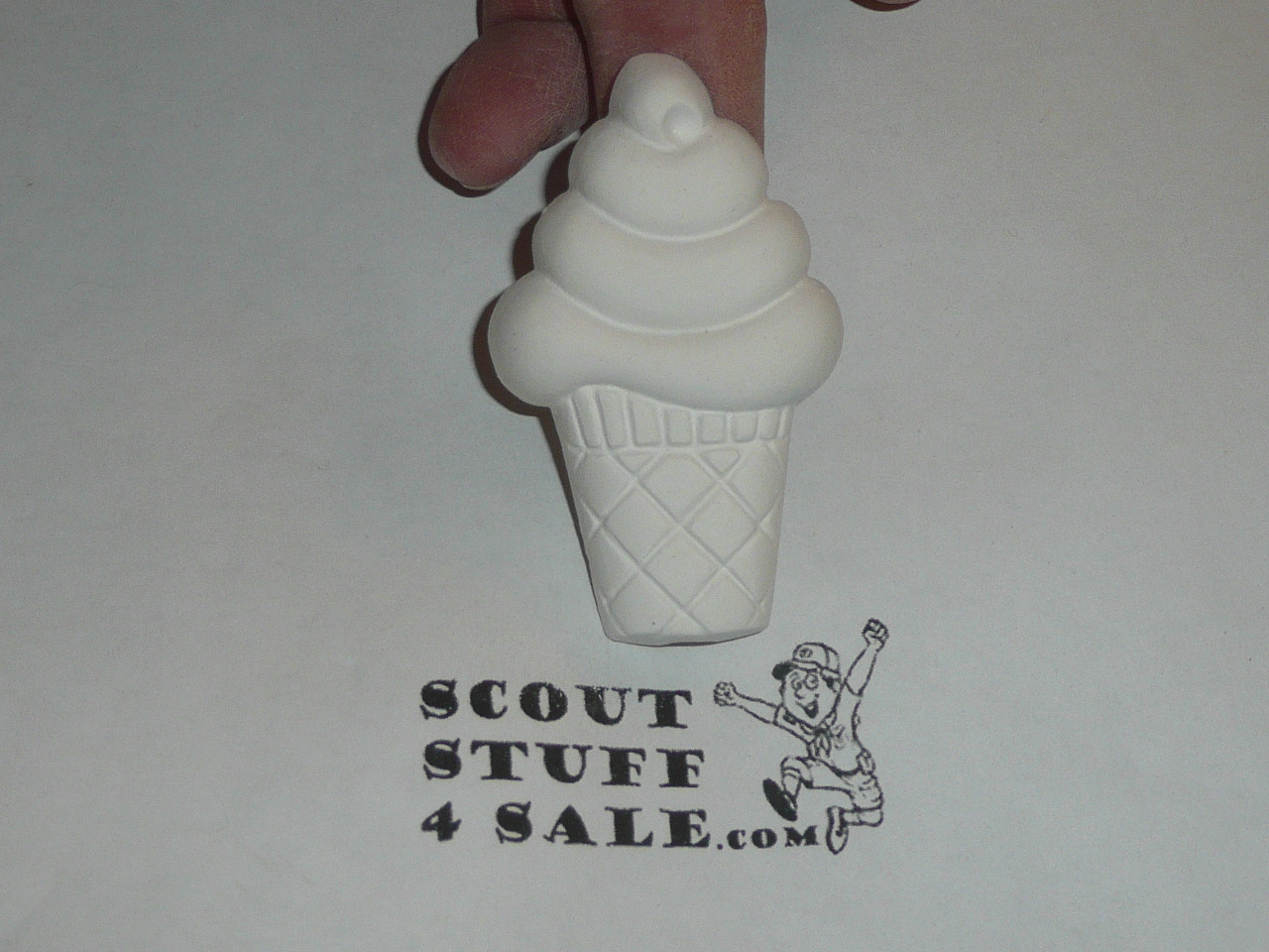 Ice Cream Cone Plaster Neckerchief Slide, unpainted, Great for Cub or Boy Scout Project
