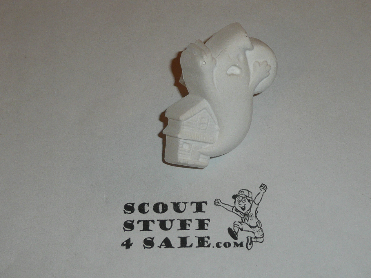 Ghost and House Plaster Neckerchief Slide, unpainted, Great for Cub or Boy Scout Project